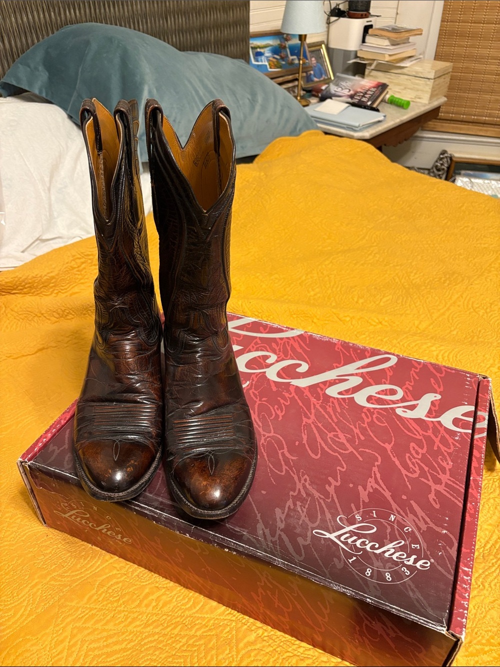 Lucchese Dark Brown Leather Western Boots